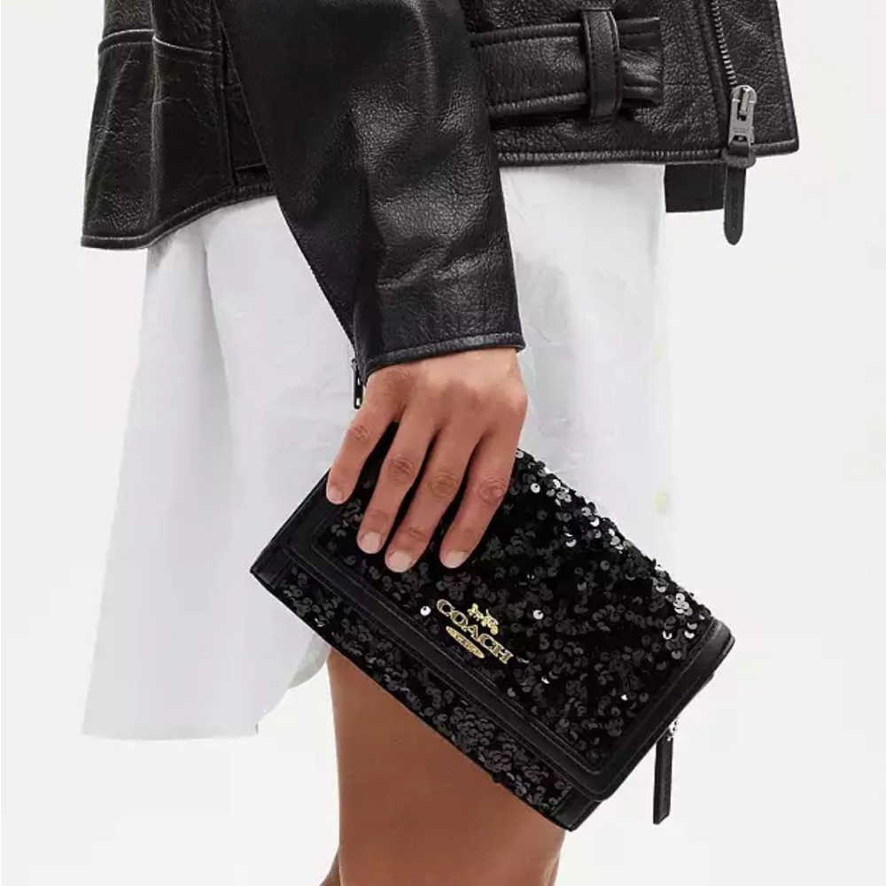 Coach Flap Clutch Sequins Crossbody NWT